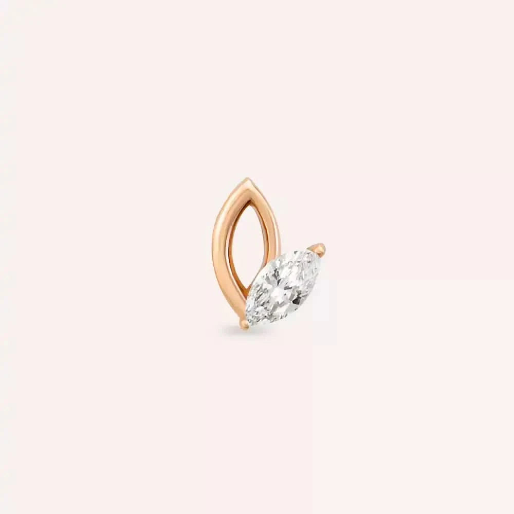 Frond Pırlanta Taşlı Rose Altın Piercing