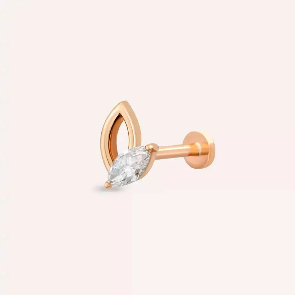 Frond Pırlanta Taşlı Rose Altın Piercing