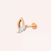 Frond Pırlanta Taşlı Rose Altın Piercing
