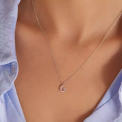 G Harf 0.07 CT Pırlanta Taşlı Beyaz Altın Kolye