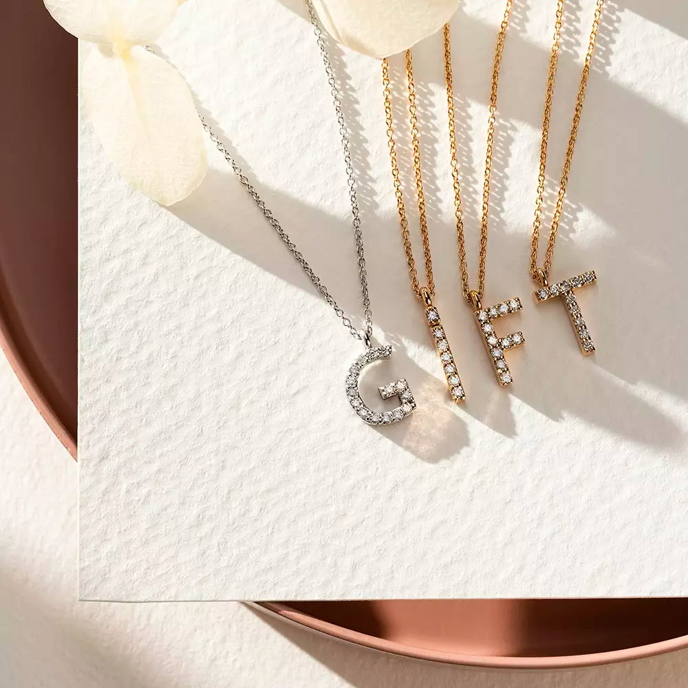 G Harf 0.07 CT Pırlanta Taşlı Beyaz Altın Kolye