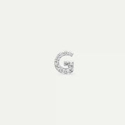 G Harf Pırlanta Taşlı Beyaz Altın Tek Küpe