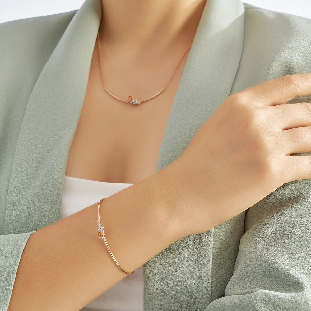 Gala 0.48 CT Orange Safir ve Pırlanta Taşlı Bileklik