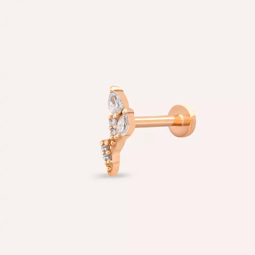 Gale Pırlanta Taşlı Rose Altın Piercing