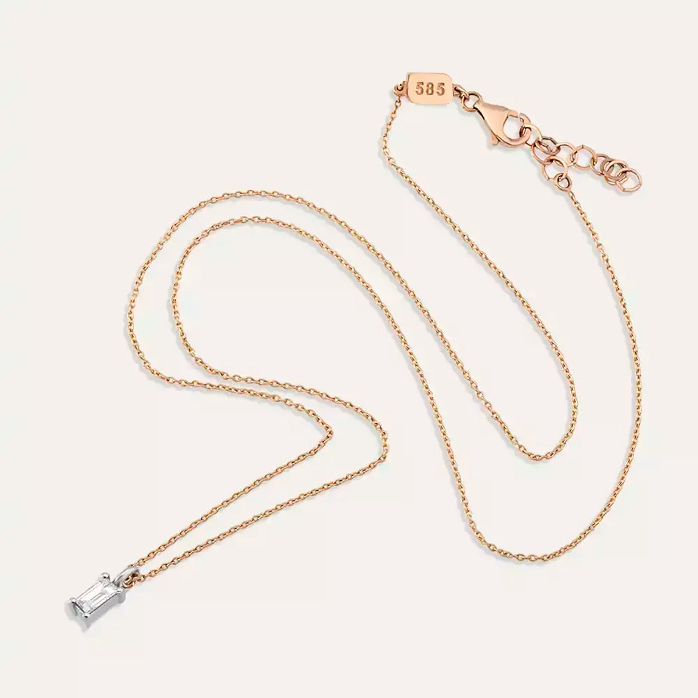 Gia Pırlanta Taşlı Rose Altın Kolye