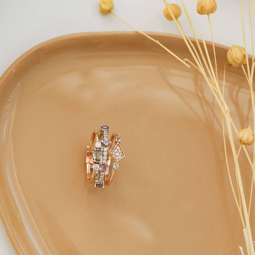 Gimlet 0.98 CT Multicolor Safir ve Pırlanta Taşlı Yüzük