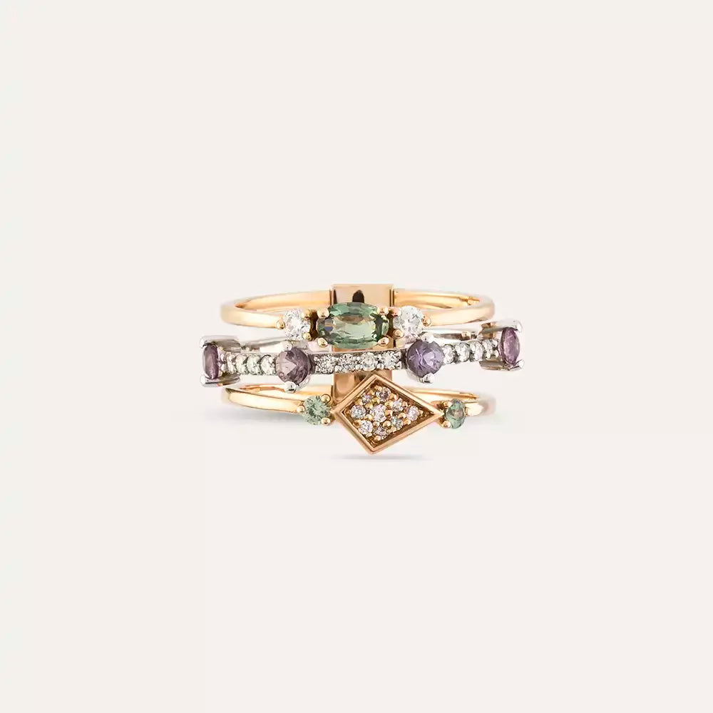 Gimlet 0.98 CT Multicolor Safir ve Pırlanta Taşlı Yüzük