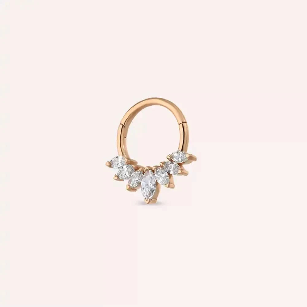 Gleam Pırlanta Taşlı Rose Altın Halka Piercing