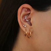 Gleam Pırlanta ve Yakut Taşlı Rose Altın Halka Piercing