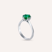 Glenn 1.28 CT Zümrüt Taşlı Beyaz Altın Yüzük
