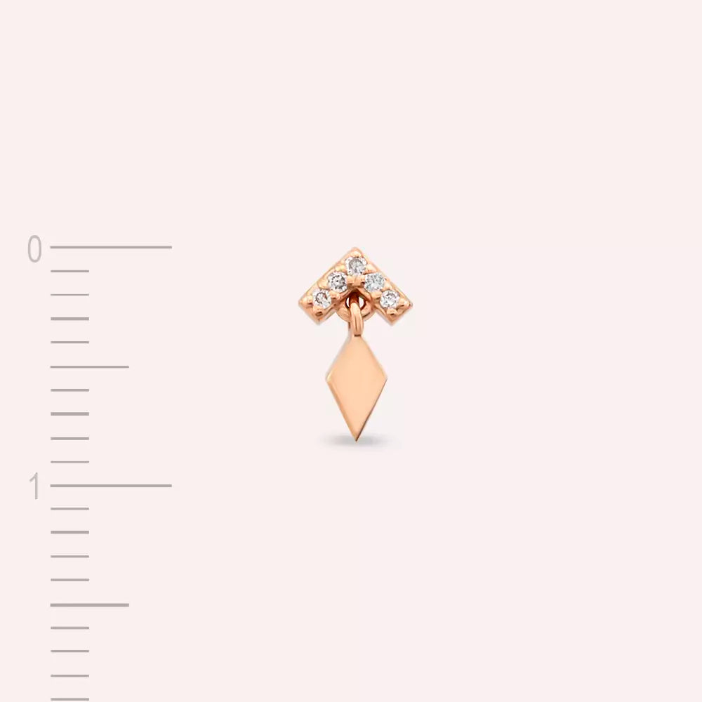 Glim Pırlanta Taşlı Rose Altın Tek Küpe