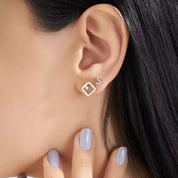 Grain Pırlanta Taşlı Rose Altın Tek Küpe