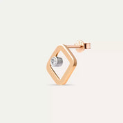 Grain Pırlanta Taşlı Rose Altın Tek Küpe