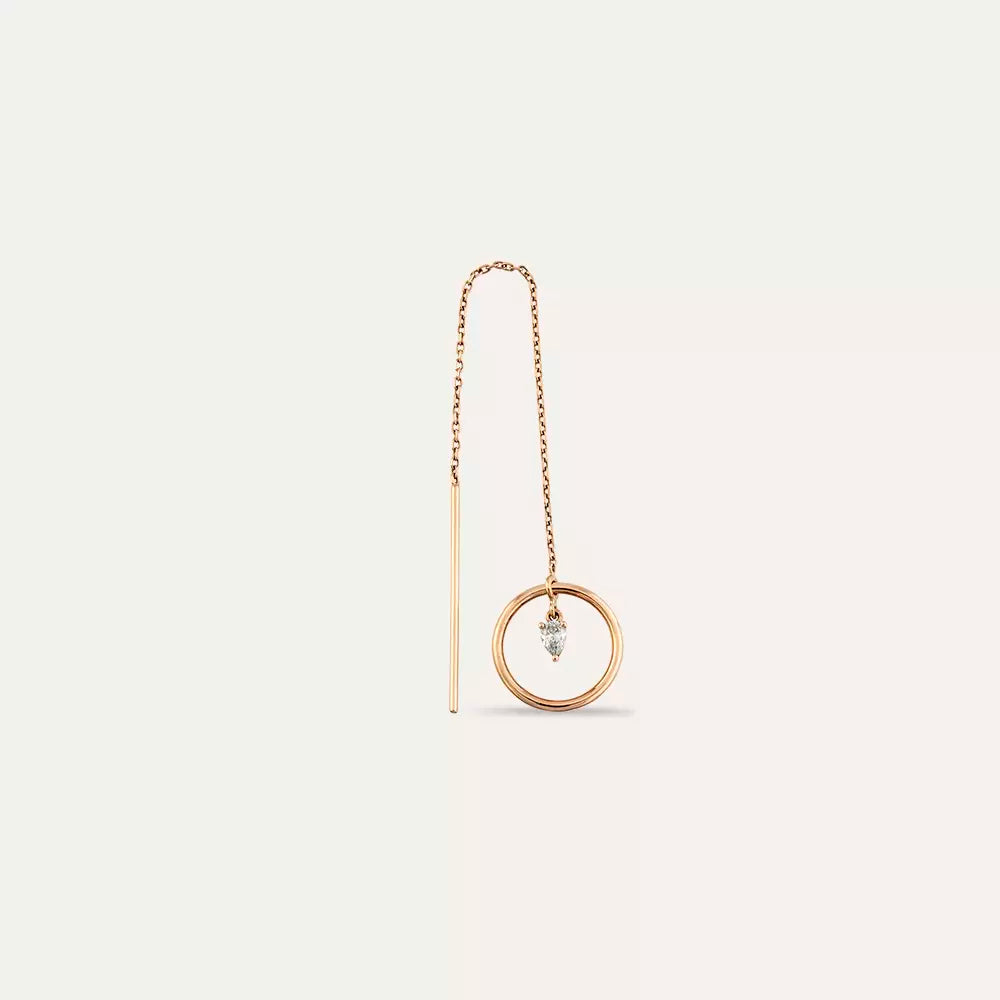 Grove 0.15 CT Damla Kesim Pırlanta Taşlı Rose Altın Sallantılı Küpe