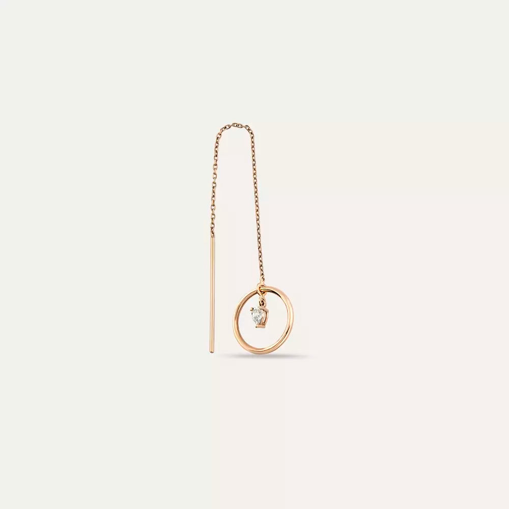 Grove 0.15 CT Damla Kesim Pırlanta Taşlı Rose Altın Sallantılı Küpe