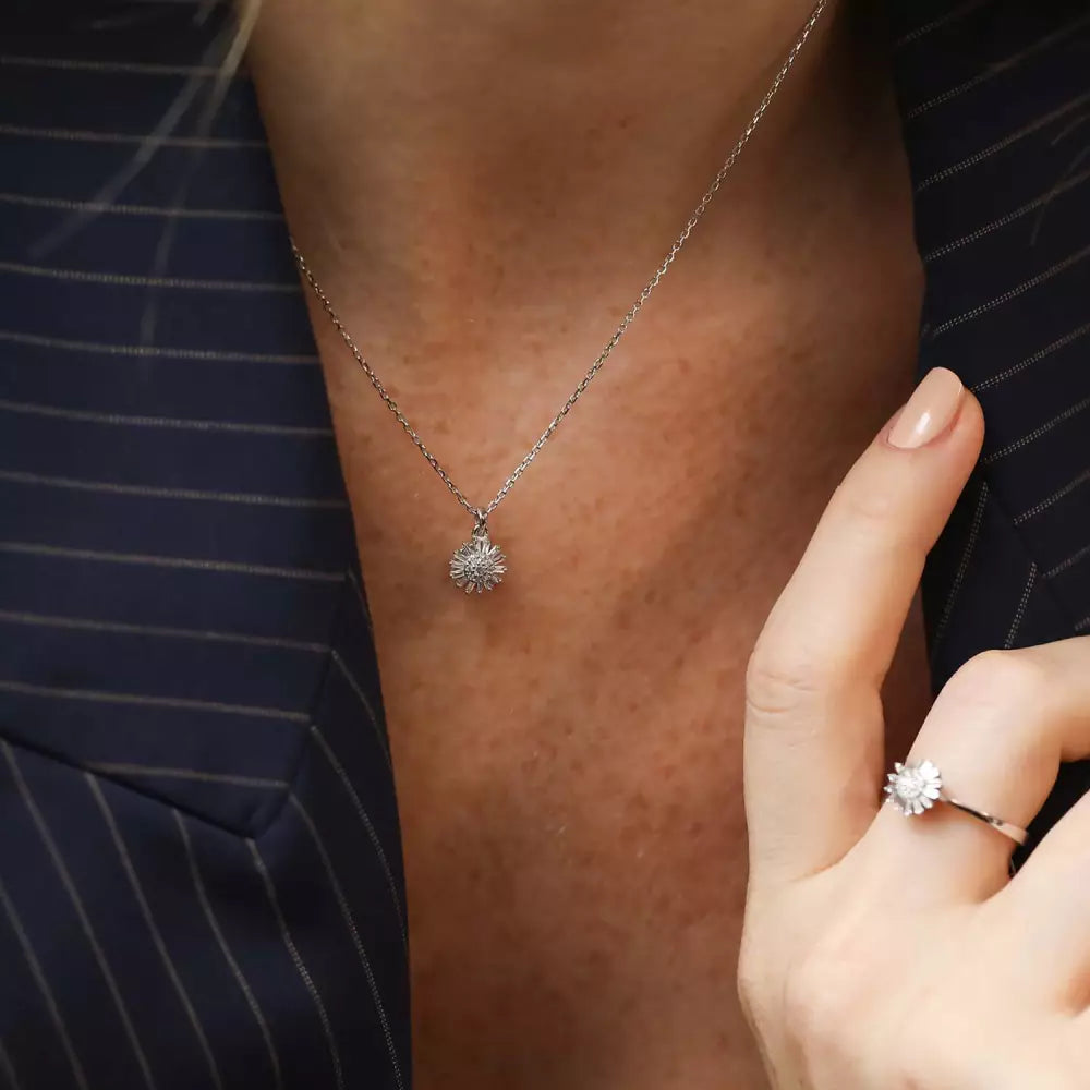 Shiny Pırlanta Taşlı Beyaz Altın Kolye