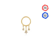 Yıldız Sallantılı Taşlı Altın Halka Piercing