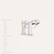 H Harf Pırlanta Taşlı Beyaz Altın Tek Küpe