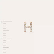 H Harf Pırlanta Taşlı Rose Altın Tek Küpe