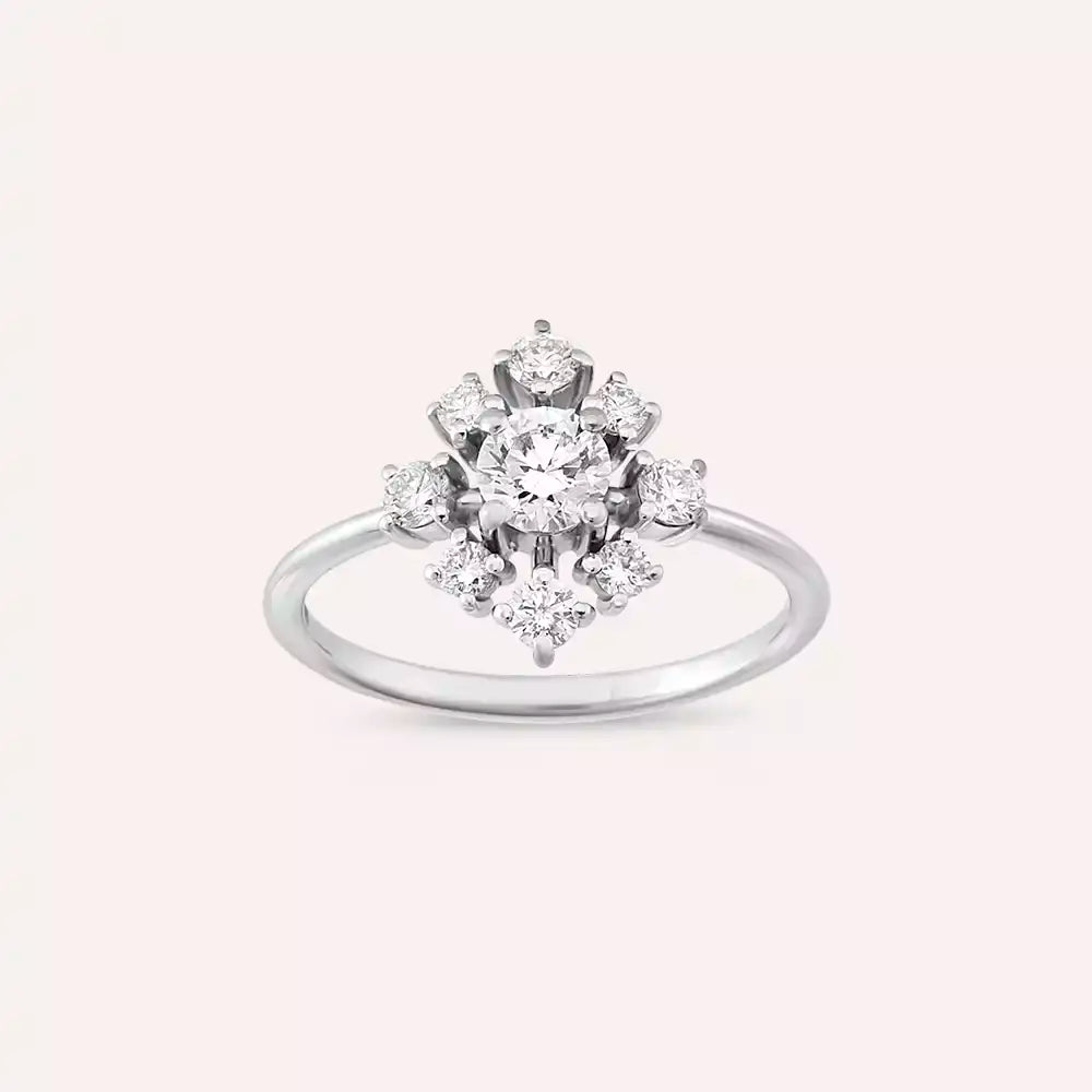 Hake 0.77 CT Pırlanta Taşlı Beyaz Altın Yüzük