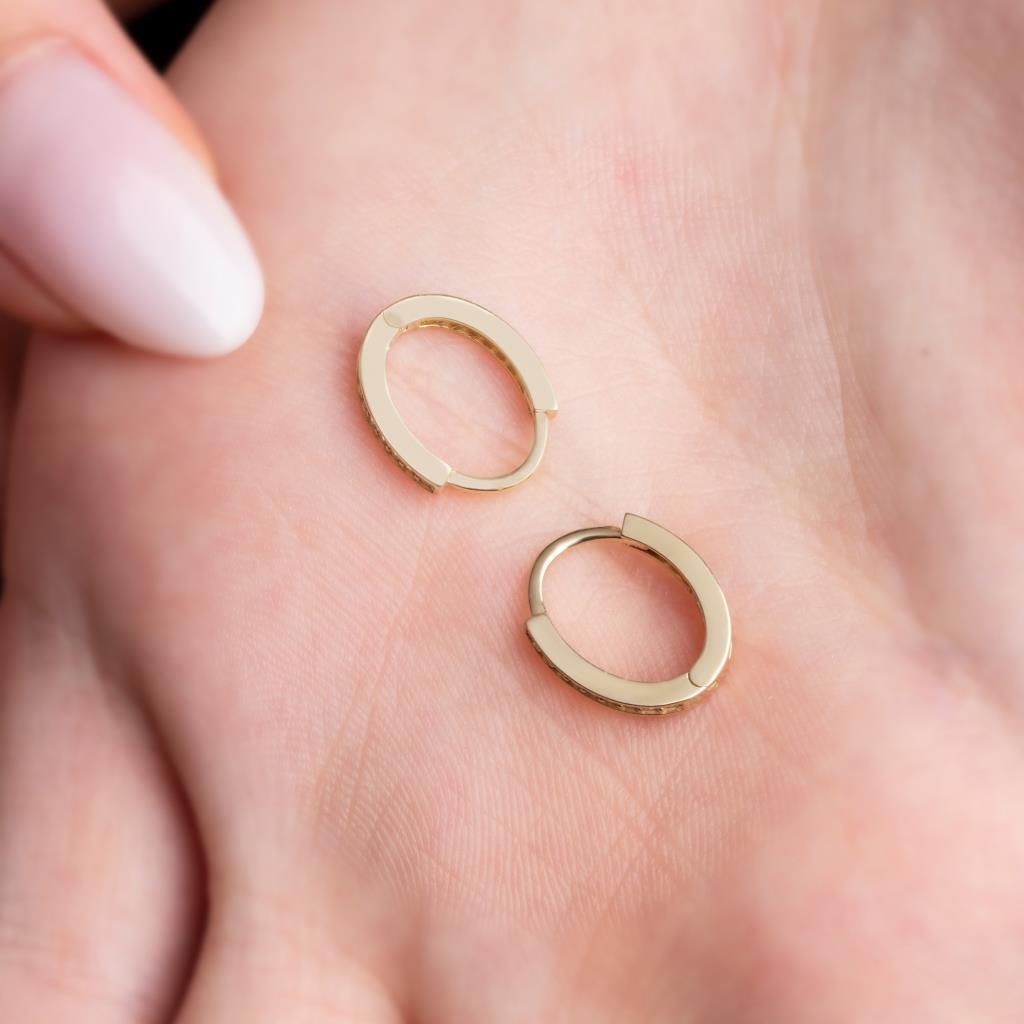 Gold Stone Hoop Earrings