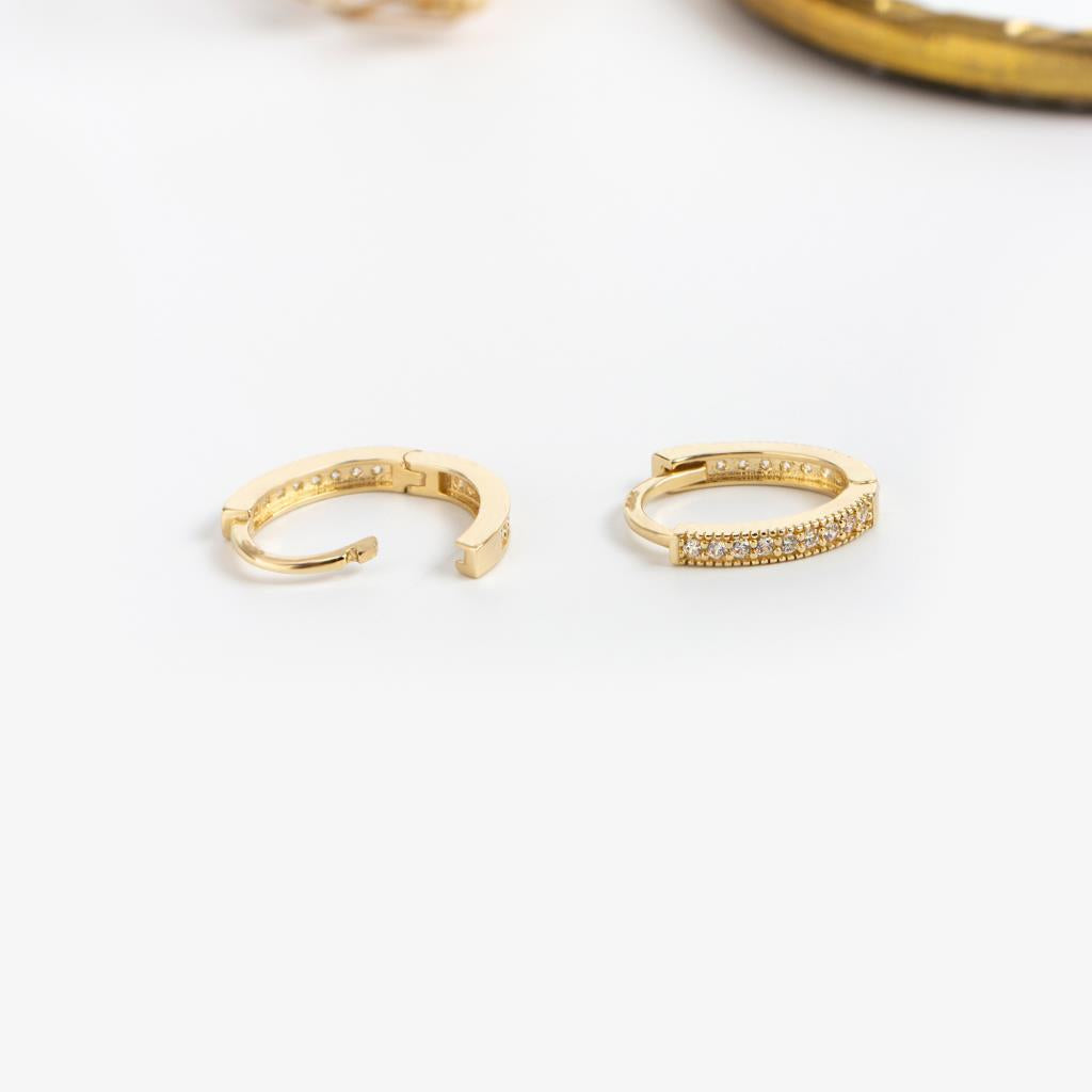 Gold Stone Hoop Earrings