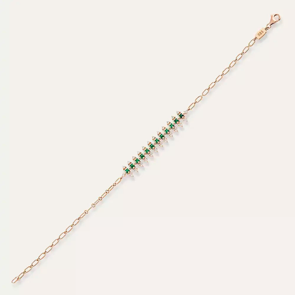 Halley Pırlanta ve Zümrüt Taşlı Bileklik