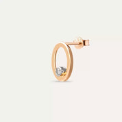 Halo Pırlanta Taşlı Rose Altın Tek Küpe