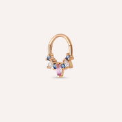Hana Multicolor Safir ve Pırlanta Taşlı Rose Altın Halka Piercing