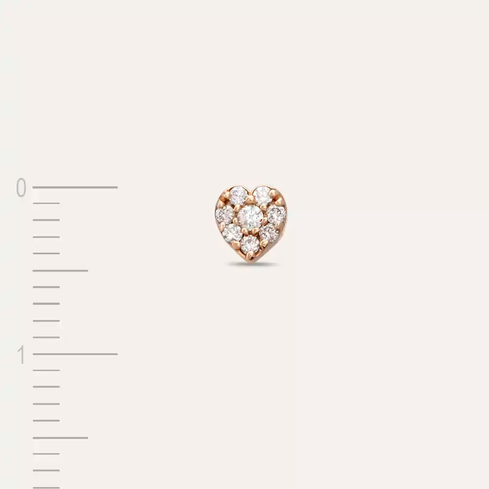 Heart 0.05 CT Pırlanta Taşlı Rose Altın Tek Küpe