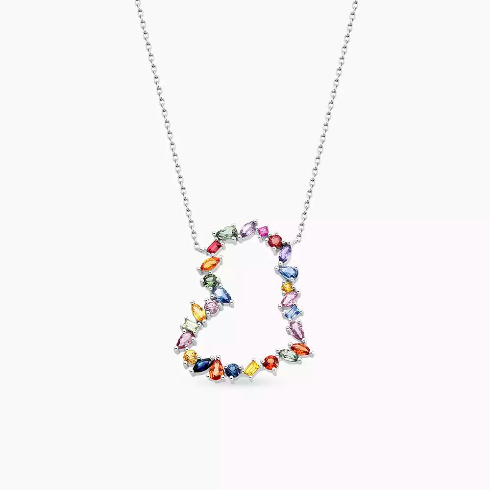 Cherie 4.51 CT Multicolor Safir Taşlı Beyaz Altın Kolye