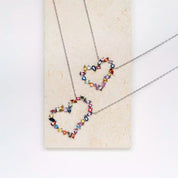 Cherie 4.51 CT Multicolor Safir Taşlı Beyaz Altın Kolye