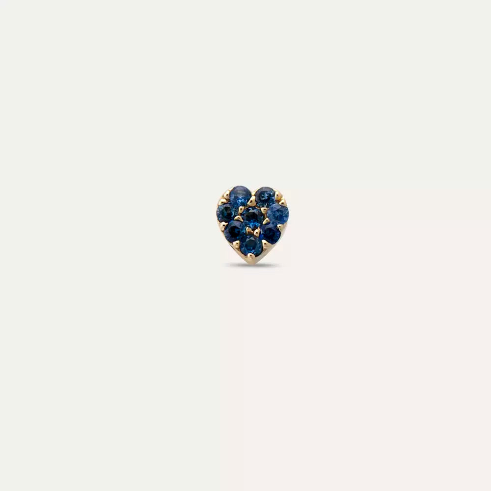 Heart Blue Safir Taşlı Mini Tek Küpe