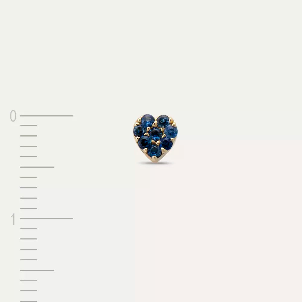 Heart Blue Safir Taşlı Mini Tek Küpe