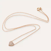 Heart Pırlanta Taşlı Rose Altın Kolye