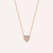 Heart Pırlanta Taşlı Rose Altın Kolye