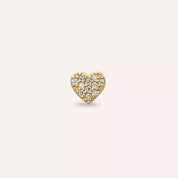 Heart Pırlanta Taşlı Sarı Altın Piercing