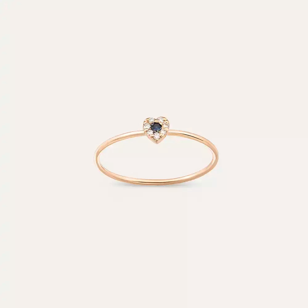 Hearts 0.07 CT Blue Safir ve Pırlanta Taşlı Rose Altın Yüzük