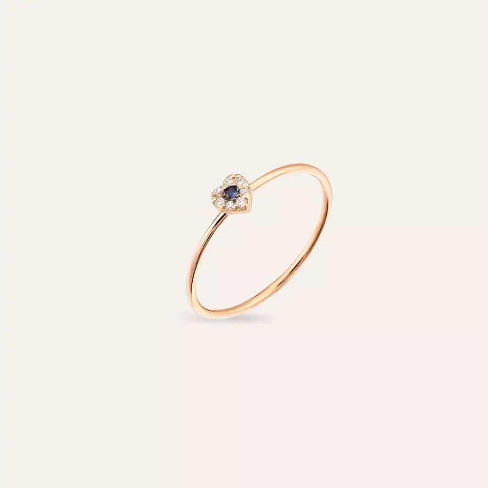 Cherie 0.07 CT Blue Safir ve Pırlanta Taşlı Rose Altın Yüzük