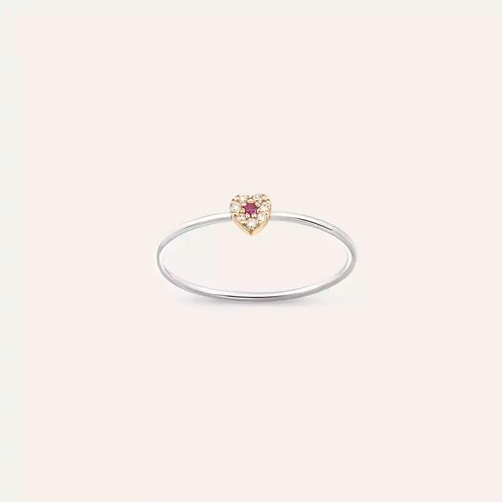 Hearts 0.07 CT Pink Safir ve Pırlanta Taşlı Yüzük