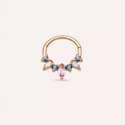 Henna Multicolor Safir ve Pırlanta Taşlı Rose Altın Halka Piercing