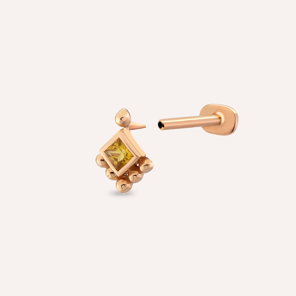 Henna Yellow Safir Taşlı Rose Altın Piercing