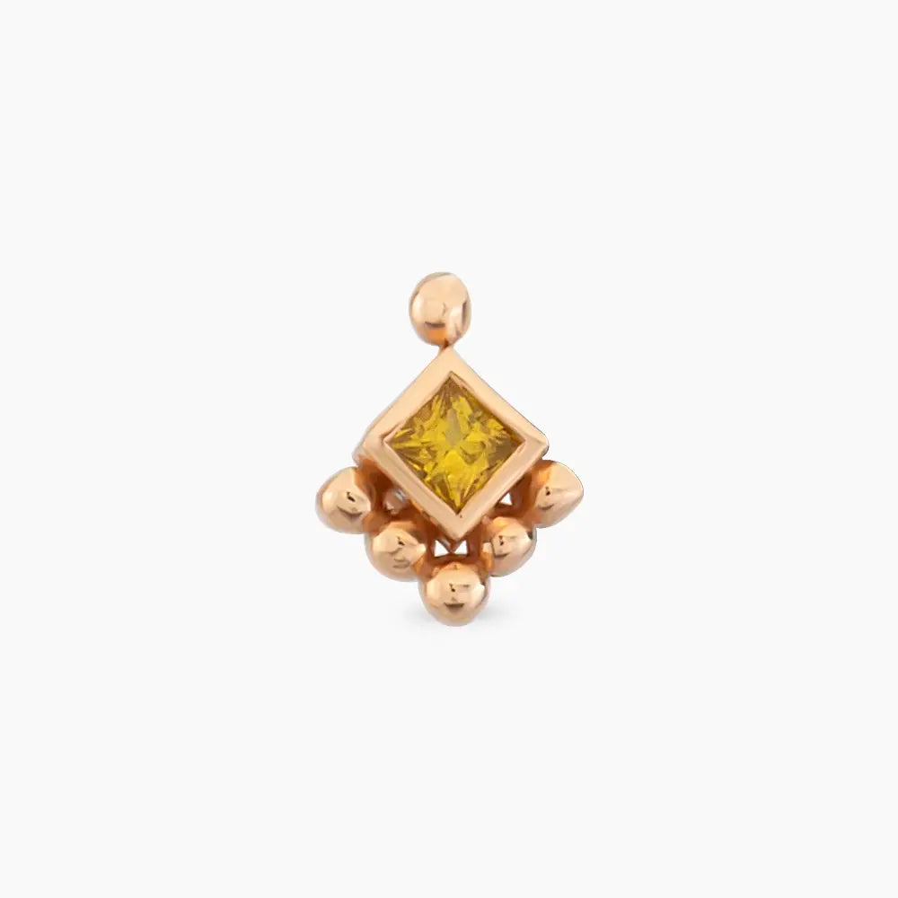Henna Yellow Safir Taşlı Rose Altın Piercing
