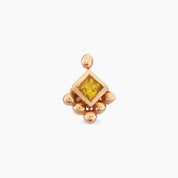 Henna Yellow Safir Taşlı Rose Altın Piercing