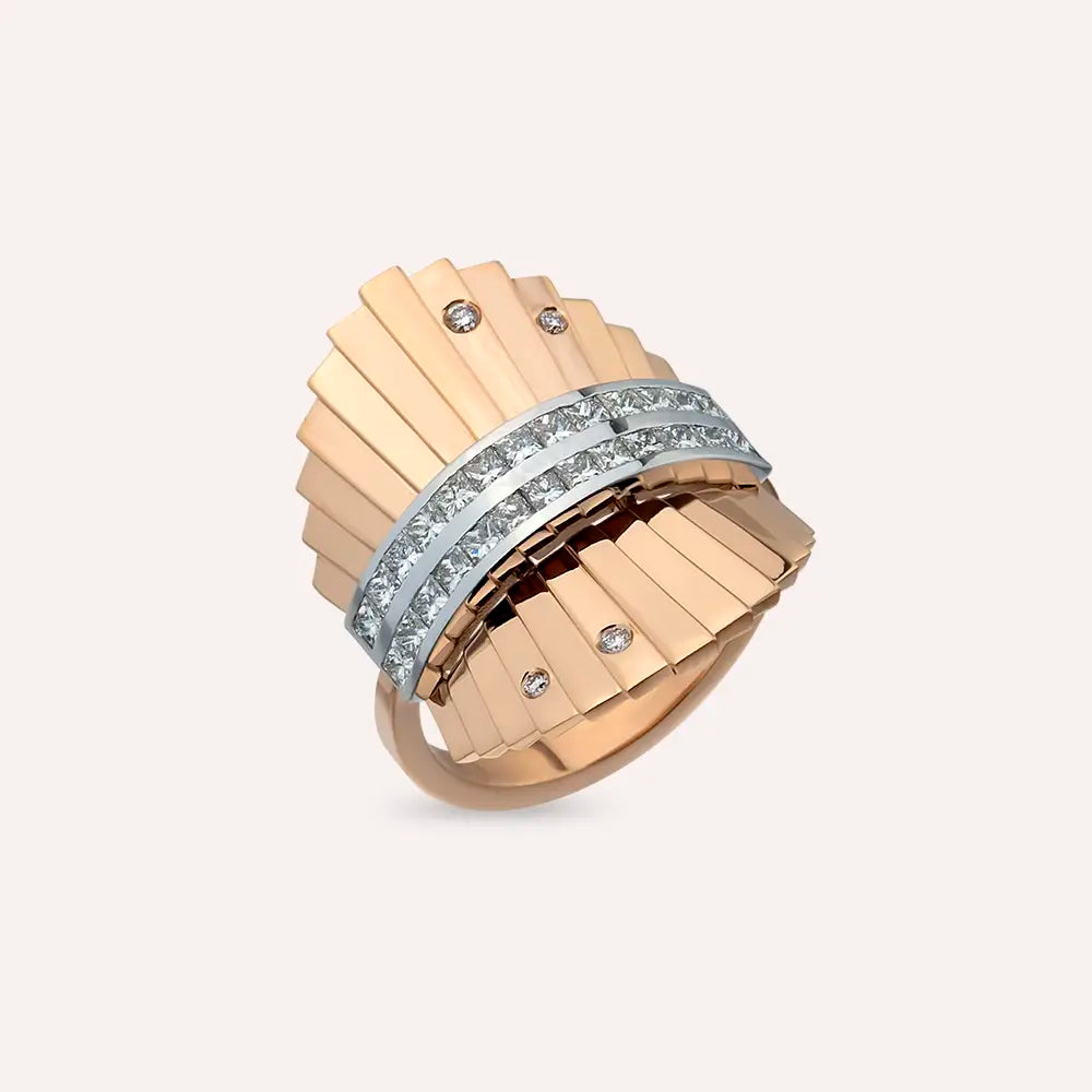 Hera 0.99 CT Prenses Kesim Pırlanta Taşlı Rose Altın Yüzük