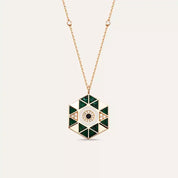 Hexa Pırlanta Taşlı ve Mineli Rose Altın Kolye