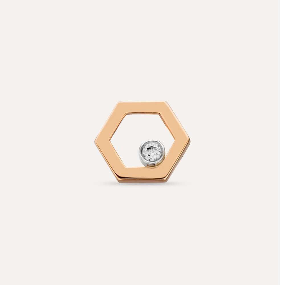 Hexagon 0.03 CT Pırlanta Taşlı Rose Altın Tek Küpe - Tufanlar Kuyumculuk