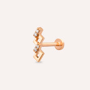 Honeycomb Pırlanta Taşlı Rose Altın Piercing