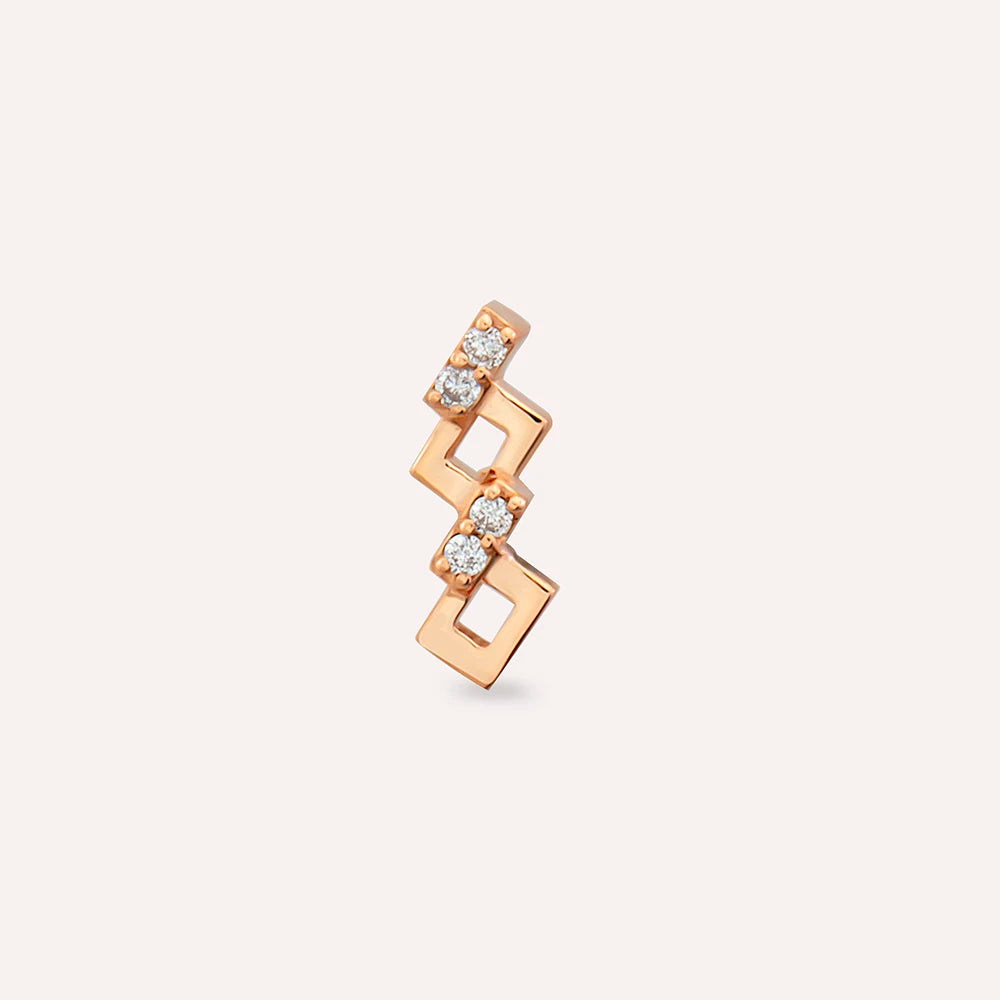Honeycomb Pırlanta Taşlı Rose Altın Piercing