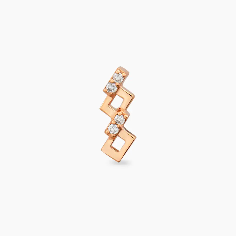 Honeycomb Pırlanta Taşlı Rose Altın Piercing